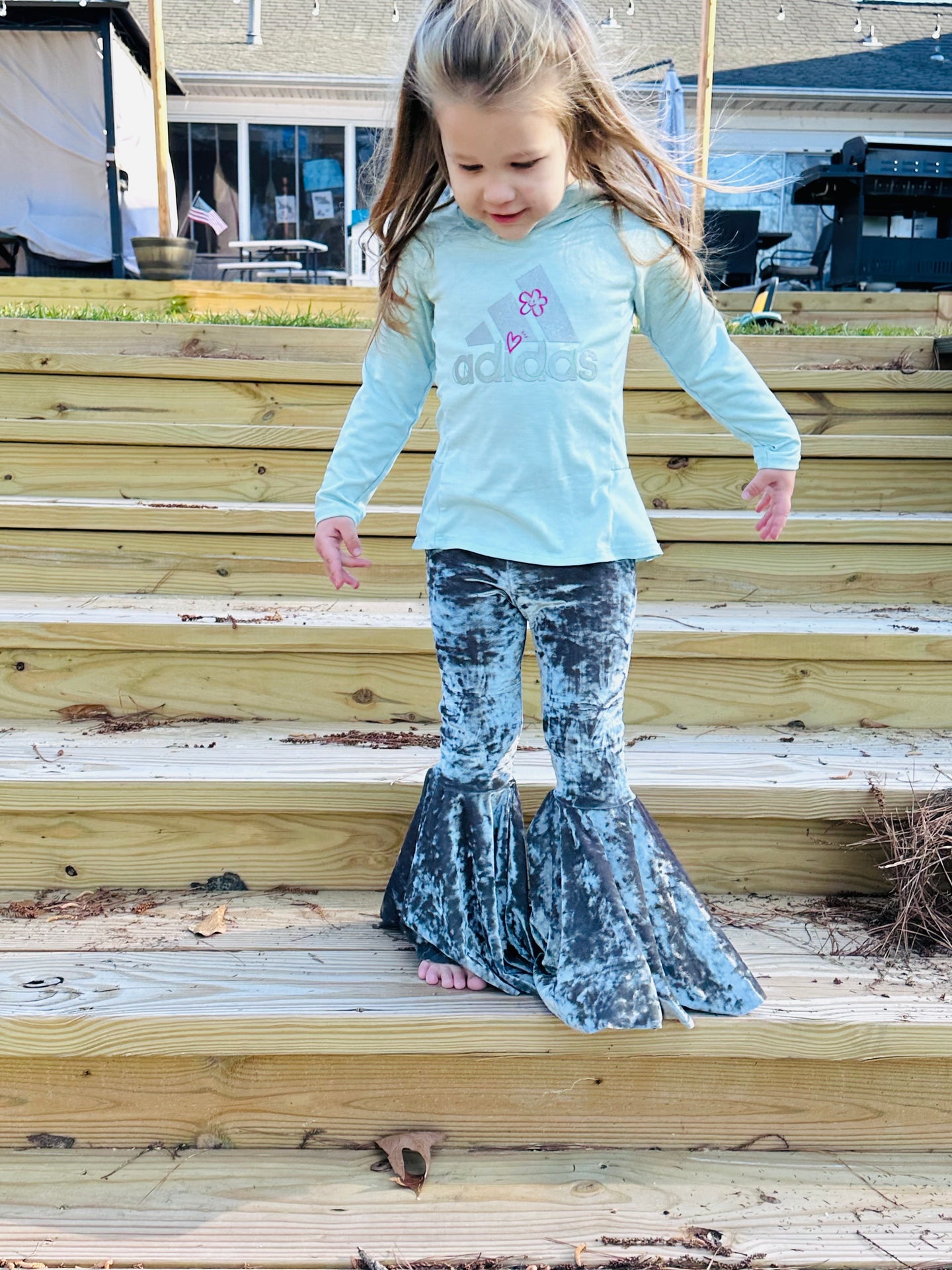 Grey Velvety Bell Bottoms